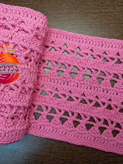 Another one of the beautiful crocheted scarves I made for a breast cancer awareness initiative with MICQ, which was part of a Guinness World Record attempt.