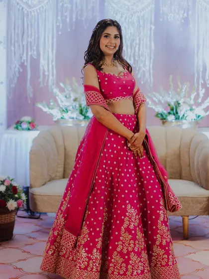 Another angle of this stunning pink outfit.