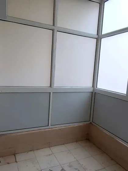 Another view of the completed aluminum partition work.