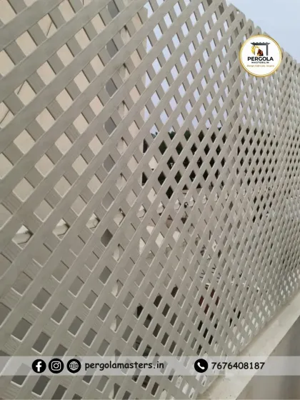 A close-up shot of the material and finish of our privacy lattice. We ensure the fabrication is clean and the material is durable for long-lasting outdoor use.