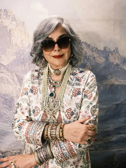 Another powerful shot of Zeenat Aman, capturing her iconic presence and the intricate details of the layered jewelry.