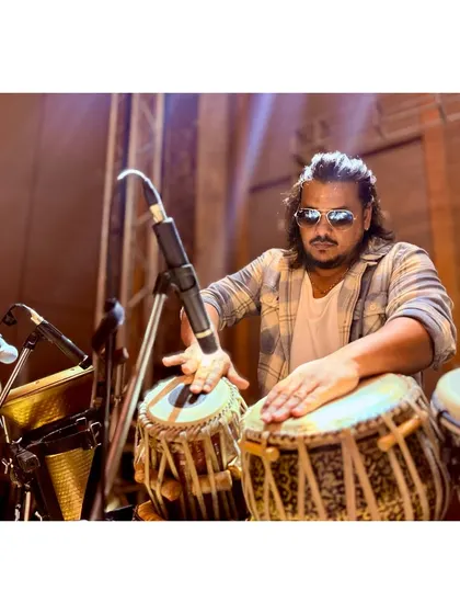 Sound check vibes. Our percussionist getting his setup just right.