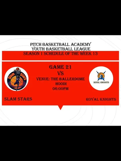 The announcement for the deciding game of the league stage in Season 1 between Slam Stars and Royal Knights.