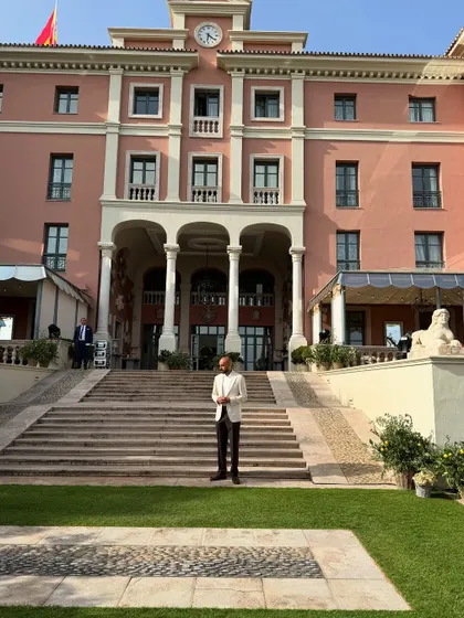 Standing outside the Anantara Resort in Marbella. It's an honor to play at such stunning locations and be part of creating a luxury experience for our clients.