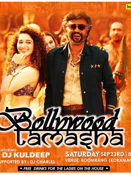 Another 'Bollywood Tamasha' poster, this time featuring the legendary Rajinikanth, promising to repeat the madness.