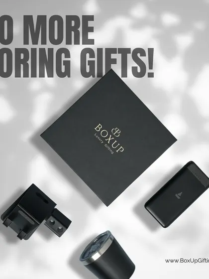 No more boring gifts. This dynamic shot showcases some of our popular tech items, like a power bank and a travel adapter, that can be included in our classy corporate hampers.