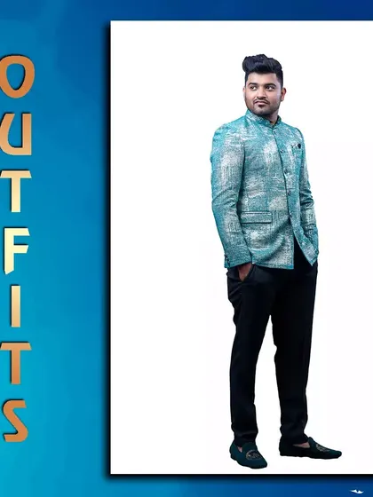 This turquoise printed jacket is a unique and fashionable choice for any modern man.