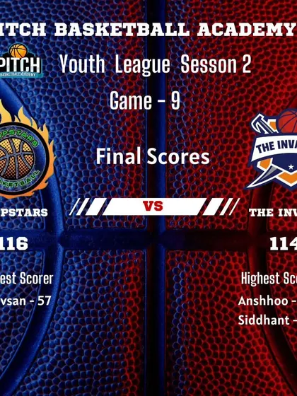 The final score from a high-scoring thriller in Game 9 of Season 2, with the Hoopstars snatching a 116-114 victory over The Invaders.