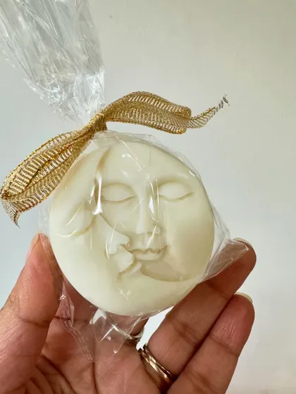The Sun & Moon soy candle, a thoughtful gift symbolizing connection. I recently fulfilled a bulk order of these for a wedding, where they served as beautiful and meaningful favors.