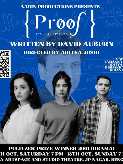 The poster for "PROOF," highlighting the play's themes of mathematics, genius, and family inheritance.