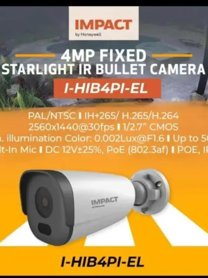 I use high-performance cameras like this 4MP fixed starlight bullet camera from Impact by Honeywell, which offers excellent low-light performance.