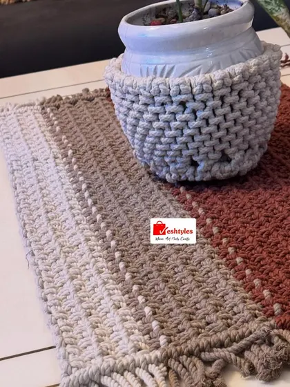 A close-up of the table runner and the matching pot cover. I love creating coordinated sets for a complete look.