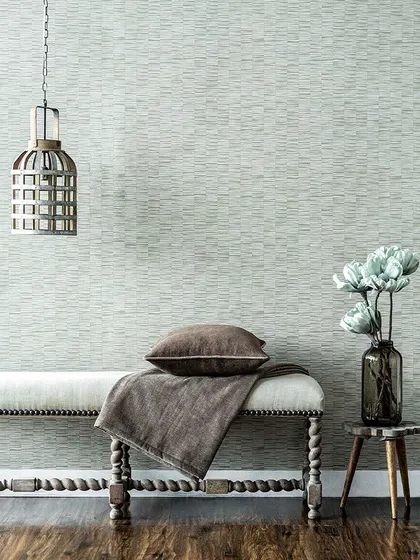 A subtle, light-colored wallpaper with a soft, wavy texture. It adds a gentle sense of movement and tranquility to the wall, perfect for creating a calm and serene space.