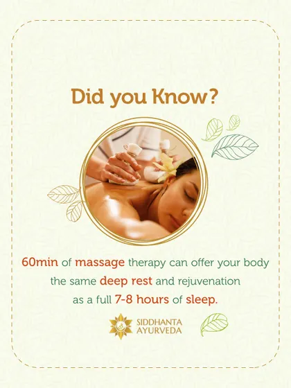Did you know that 60 minutes of therapeutic massage can offer your body the same deep rest as a full 7-8 hours of sleep? This highlights the profound rejuvenating power of Ayurvedic therapies.