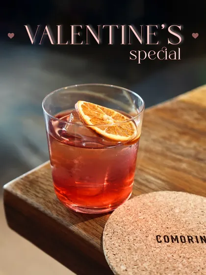 A Valentine's special Negroni, a classic cocktail with a romantic twist.
