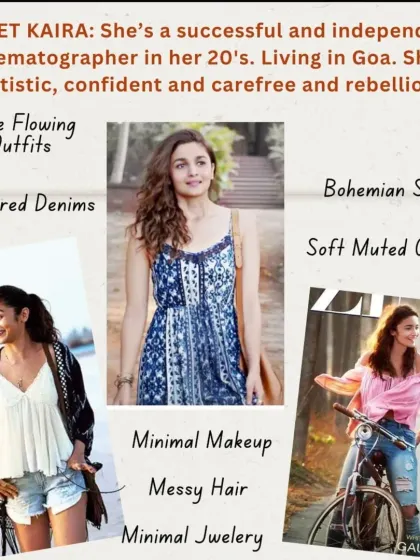 Let's look at Kaira from 'Dear Zindagi'. Her bohemian style, with free-flowing outfits, tattered denims, and minimal makeup, perfectly captured her artistic, carefree, and rebellious spirit.