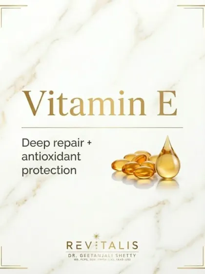 Vitamin E provides deep repair and powerful antioxidant protection for your skin. It helps defend against environmental damage and keeps the skin moisturized.