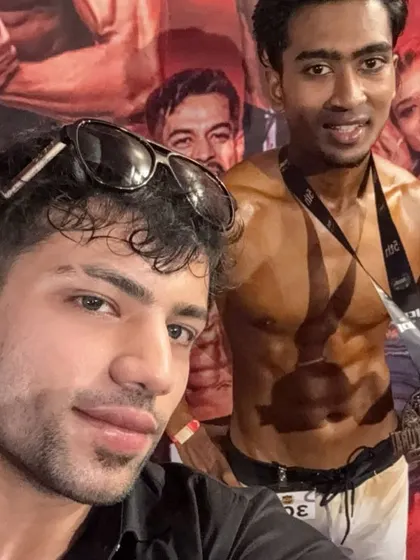 A selfie with a client after he placed 5th at the ICN India show. Celebrating their success is a huge part of the coaching journey.