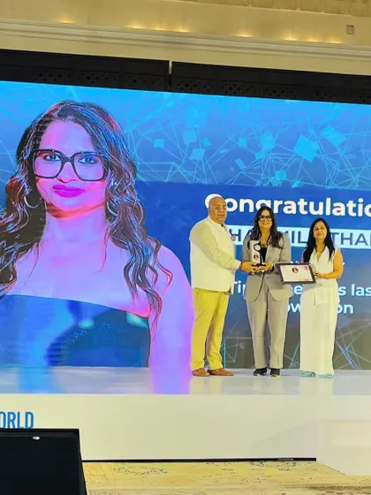 Our founder on stage accepting her award. This recognition inspires us to continue raising the bar in the beauty and lifestyle industry.