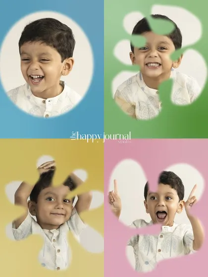 A fun collage of a boy making different expressive and silly faces. A great way to capture the many sides of a child's personality.