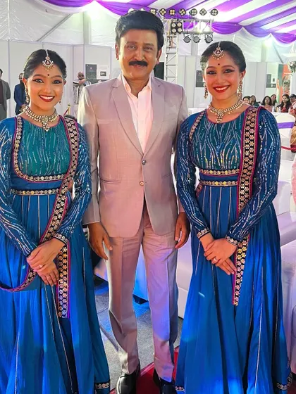 We were so happy to meet the charismatic Ramesh Aravind sir after a performance. His warmth and appreciation for our art truly made our day.