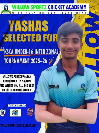 Celebrating Yashas and his selection for the KSCA Under-16 Inter-Zonal Tournament. His commitment to training has earned him this fantastic opportunity.