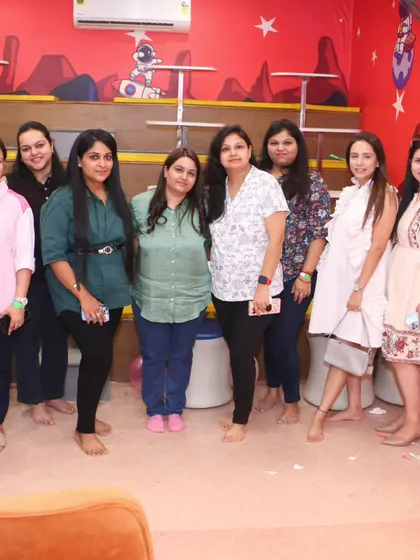 All smiles from our guests. We love hosting groups of parents for kitty parties or casual get-togethers while the kids have a blast.