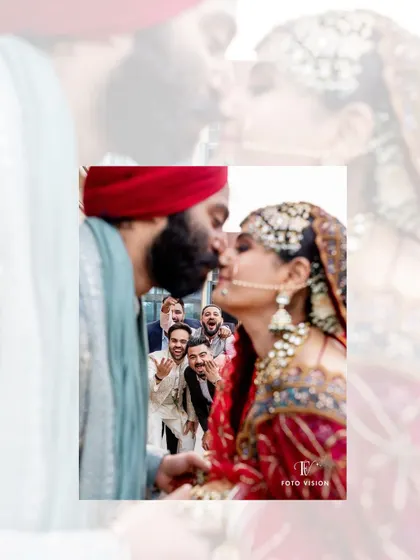 A fun and memorable photobomb moment during the couple's kiss. While we love romantic shots, we also capture the funny, real moments with friends that make the day special.