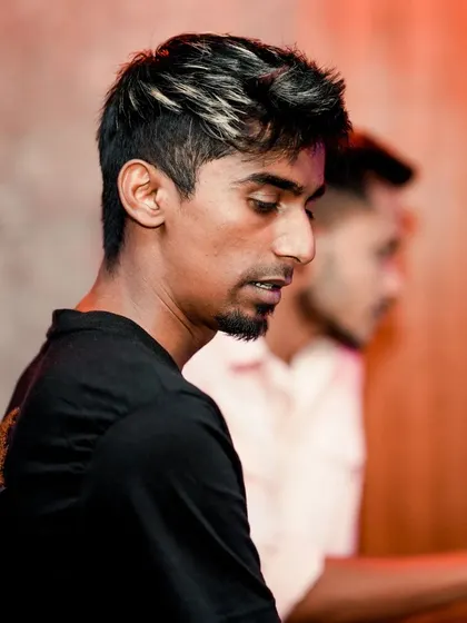 Another look at me focused on the mix during a Saturday night gig.