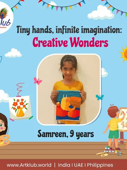 Samreen, age 9, is a creative wonder, using her infinite imagination to craft this abstract still life.