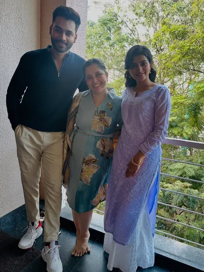 With the lead actors of 'Bhargavi LLB', Manoj Kumar and Radha Bhagavati. It's always a collaborative process, and I enjoyed creating their on-screen looks for this Colors Kannada show.