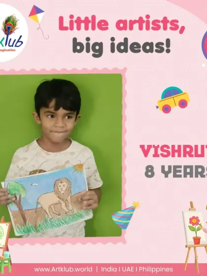 Vishrut, age 8, has big ideas, and it shows in his fantastic and detailed drawing of a lion.