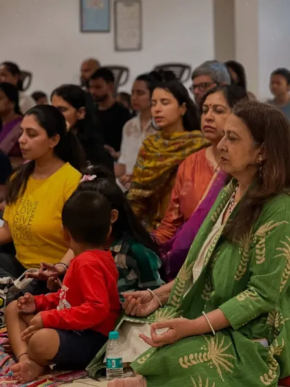 People of all ages, including a young child, participate in our community meditation. We believe that spiritual practice is for everyone, and we encourage families to share the experience.