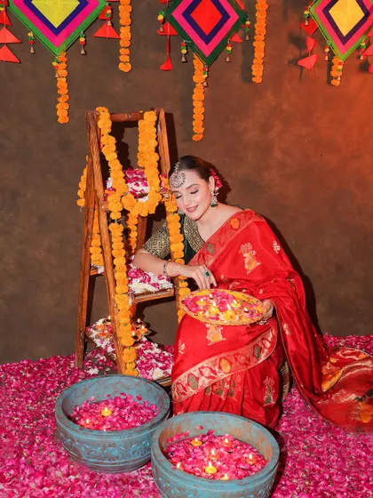 A candid moment from the Diwali shoot, capturing the joy of the festival.