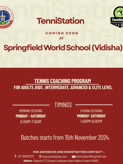 Our new coaching program at Springfield World School in Vidisha is open for all levels. We have morning and evening sessions for adults, kids, and competitive players.