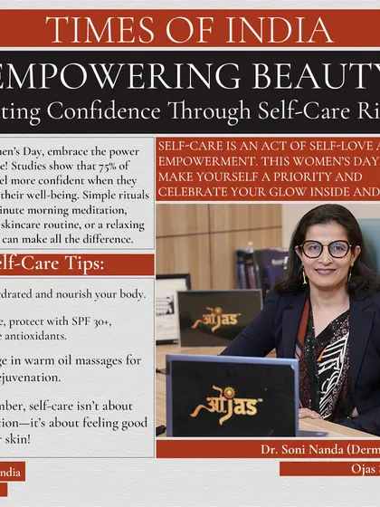 I was featured in the Times of India for my approach to self-care. I believe simple rituals like a tailored skincare routine or a relaxing hair mask are acts of self-love that boost confidence.