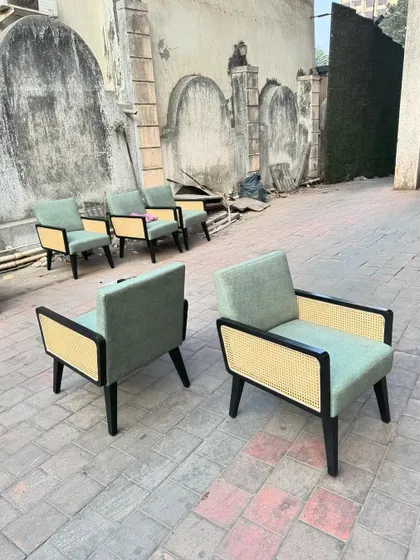 Another view of the chairs, highlighting the clean lines and modern aesthetic.