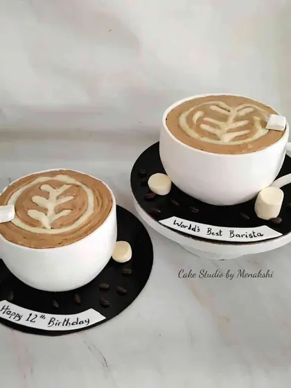 Care for a cup of coffee? Or two? These realistic-looking cappuccino cakes were a fun project, complete with latte art and marshmallows, all completely edible.