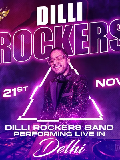 Dilli Rockers, best in the scene! A poster for another one of our Delhi gigs, showcasing our DJ's central role.