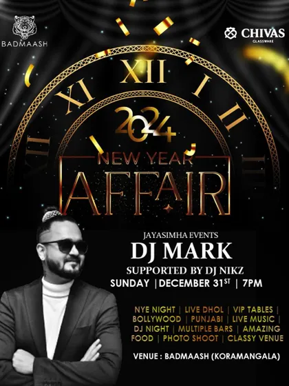 My New Year's Eve affair at Badmaash is an annual tradition. We go all out with live dhol, multiple bars, and a countdown to remember.