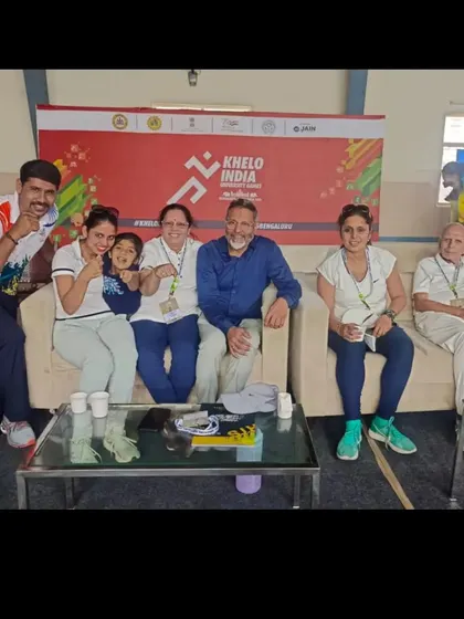 Watching the boxing competition at the Khelo India games with Jain College Chairman Mr. Chenraj and his family. Building relationships is key to growing the sport.