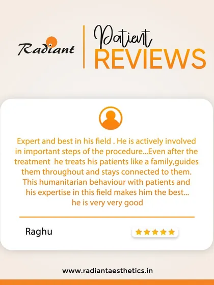 This review from Raghu highlights what I consider the most important part of my job: being actively involved in every step and treating patients like family. My expertise is nothing without the trust and connection I build with each person.