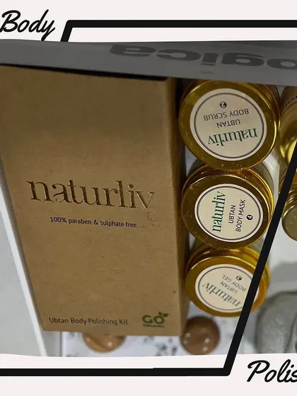 A look at the NaturLiv Ubtan Body Polishing Kit I use. It's 100% paraben and sulphate-free, offering a natural and traditional way to achieve glowing skin.