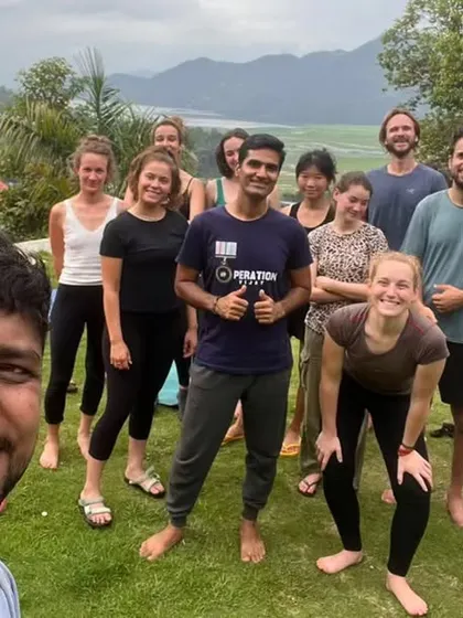 A selfie with our international group of students. Yoga transcends all borders and brings people together from all walks of life.