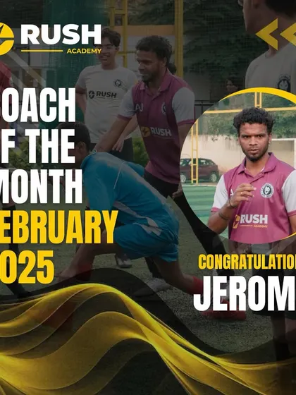 Celebrating our Coach of the Month for February 2025, Jerome. We recognize the dedication and positive impact our coaches have on our players and the academy culture.