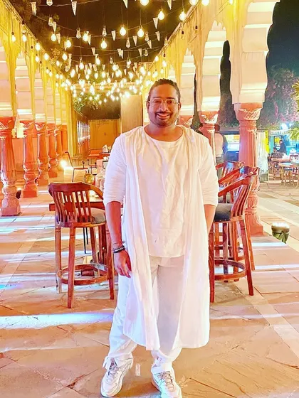 Rocking a white party theme for a sangeet in Jaipur. As a choreographer and director, being part of the event allows me to ensure everything runs smoothly while also enjoying the celebration.