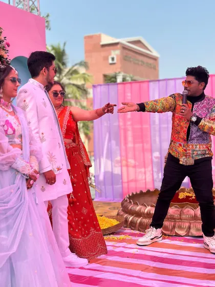 Another shot from Ayush and Anjali's wedding carnival. The vibrant theme and my interactive hosting made this a day to remember.