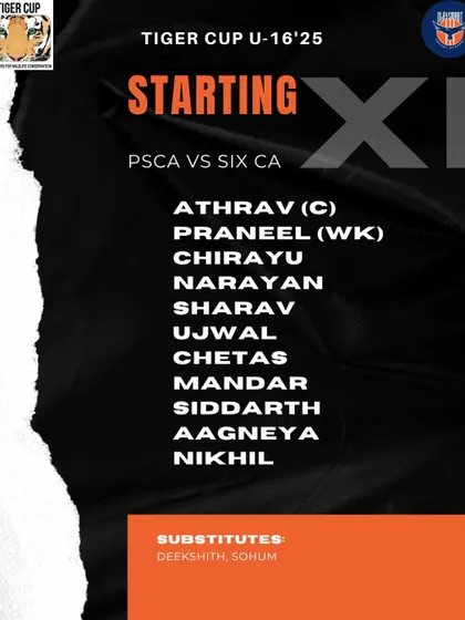 Presenting the starting XI for our U16 team in the Tiger Cup. Led by captain Athrav, the team is prepared to give their all on the field.