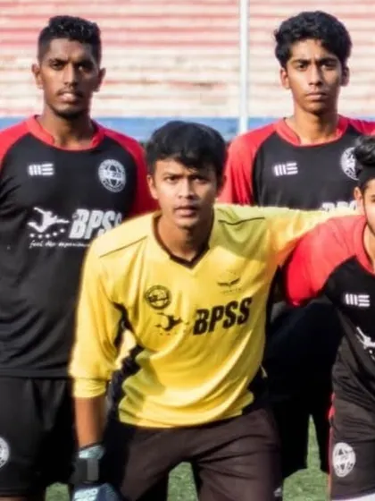 Vishnu in his goalkeeper kit, a familiar and reassuring sight for the team. His experience is invaluable to us.