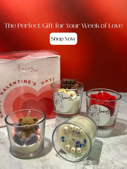 The perfect gift for your week of love. This box includes four candles celebrating Rose Day, Teddy Day, Chocolate Day, and Promise Day.